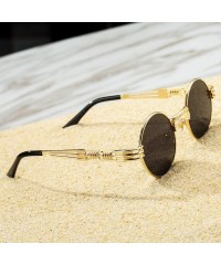 Round John Lennon Round Steampunk Sunglasses for Women Men Retro Metal Frame - Gold Frame/Black Lens - CF12NUV3O25 $20.02