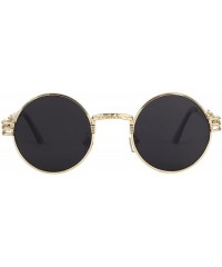 Round John Lennon Round Steampunk Sunglasses for Women Men Retro Metal Frame - Gold Frame/Black Lens - CF12NUV3O25 $20.02