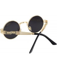 Round John Lennon Round Steampunk Sunglasses for Women Men Retro Metal Frame - Gold Frame/Black Lens - CF12NUV3O25 $20.02