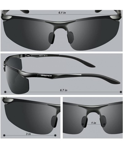 Sport Men's Polarized Sports Sunglasses for men Driving Cycling Fishing Golf Running Metal Frame Sun Glasses - Black - CE186G...