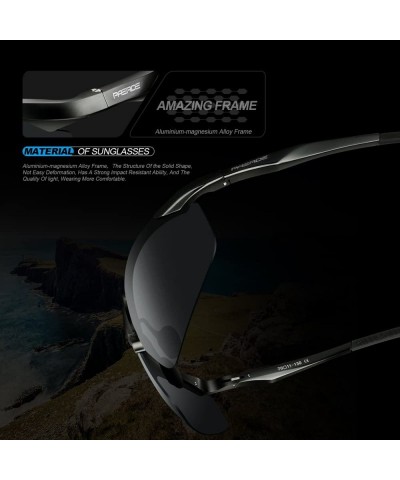 Sport Men's Polarized Sports Sunglasses for men Driving Cycling Fishing Golf Running Metal Frame Sun Glasses - Black - CE186G...