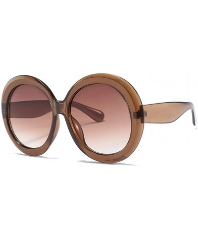 Round Round Sunglasses Women 2018 Vintage Black Green Oversized Frames Mirror - 2 - CA18WXSDQ77 $46.31