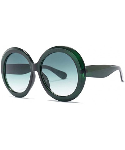 Round Round Sunglasses Women 2018 Vintage Black Green Oversized Frames Mirror - 2 - CA18WXSDQ77 $18.53