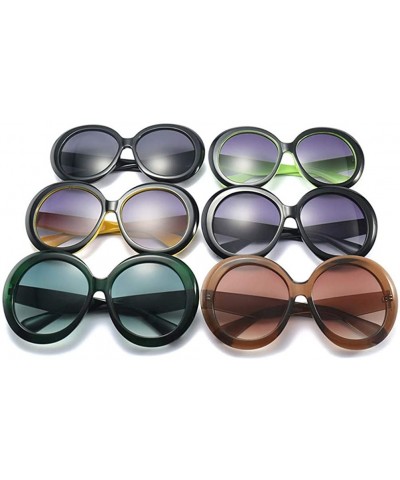 Round Round Sunglasses Women 2018 Vintage Black Green Oversized Frames Mirror - 2 - CA18WXSDQ77 $18.53