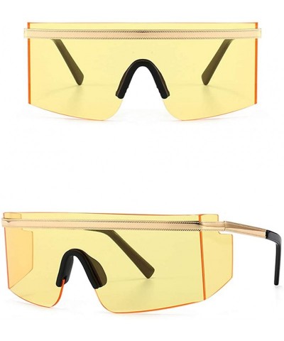 Rimless One Piece Sunglasses Men Rimless Metal Shield Oversized Female Windproof Uv400 Summer - Gold With Yellow - CR1999M2TQ...