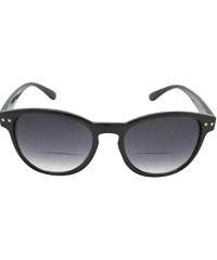 Round Round Vintage Retro Bifocal Sunglass B104 - Shiny Black Frame-gray Lenses - CM18C2RAC8G $13.73