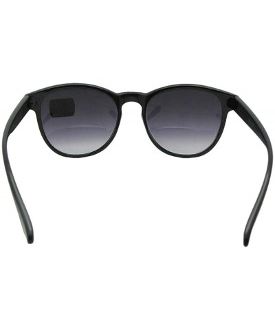 Round Round Vintage Retro Bifocal Sunglass B104 - Shiny Black Frame-gray Lenses - CM18C2RAC8G $13.73