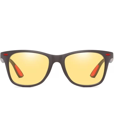 Rectangular Polarized Sunglasses Driving Photosensitive Glasses 100% UV protection - Tea/Yellow - CG18SUHXHQD $33.48