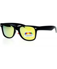 Wayfarer Mirrored Mirror Polarized Lens Horned Sunglasses - Black Yellow - C912DGGLEHJ $14.62