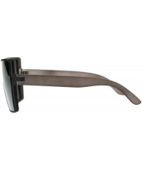 Shield Extra Oversized Fashion Sunglasses Square Shield Frame Mirror Lens - Grey (Purple Mirror) - CT18EE8D8A9 $8.78