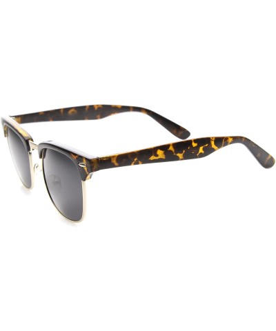 Square Half Frame Semi-Rimless Horn Rimmed Sunglasses - Polarized - Tortoise / Smoke - C011FOUF49Z $9.01