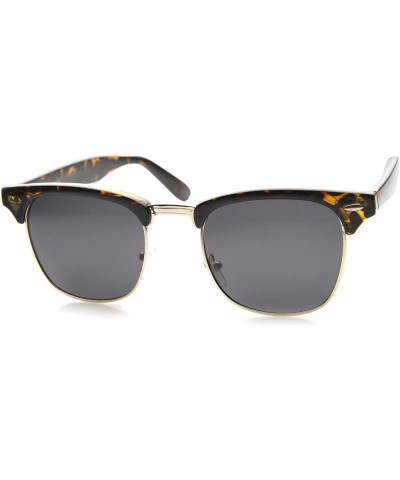 Square Half Frame Semi-Rimless Horn Rimmed Sunglasses - Polarized - Tortoise / Smoke - C011FOUF49Z $9.01