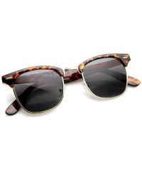 Square Half Frame Semi-Rimless Horn Rimmed Sunglasses - Polarized - Tortoise / Smoke - C011FOUF49Z $9.01