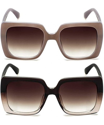 Oversized Classic Women Sunglasses (2 Pack) with Gradient UV400 Lenses for Driving & Outdoors - CM190C7Q4YT $19.50