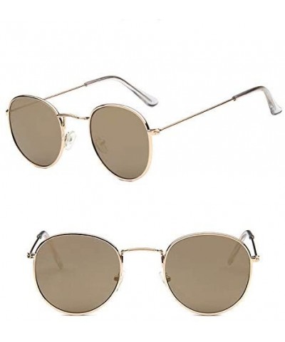 Round Sunglasses Mirror Classic Glasses Driving - Goldgold - C9198N53IWQ $27.38