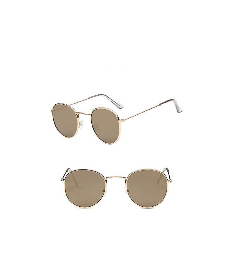 Round Sunglasses Mirror Classic Glasses Driving - Goldgold - C9198N53IWQ $12.17