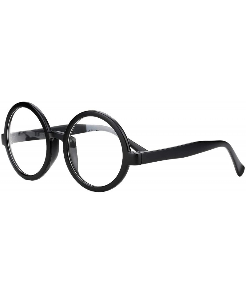 Oversized Vintage Round Glasses Frame Inspired Eyeglasses Circle Clear Lens - Matte Black - CT17Z3EYLRX $12.53