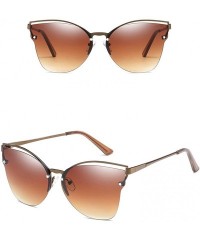 Rimless Semi Rimless Metallic Frame Sunglasses for Women Cateye Sunglasses - Brown - CY18RNEOU0A $15.49