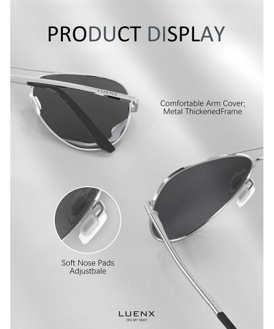 Wayfarer Aviator Sunglasses for Men Women Polarized - UV 400 Protection with case 60MM - 6-mirrored Silver Lens - CN19740OY49...