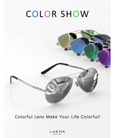 Wayfarer Aviator Sunglasses for Men Women Polarized - UV 400 Protection with case 60MM - 6-mirrored Silver Lens - CN19740OY49...
