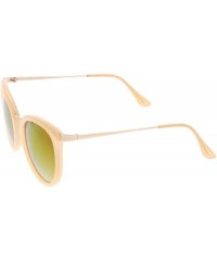 Cat Eye Modern Slim Metal Temple Colored Mirror Lens Cat Eye Sunglasses 54mm - Nude-gold / Magenta Mirror - CJ12O60GEAT $9.62