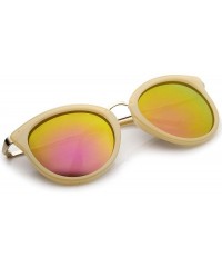 Cat Eye Modern Slim Metal Temple Colored Mirror Lens Cat Eye Sunglasses 54mm - Nude-gold / Magenta Mirror - CJ12O60GEAT $9.62