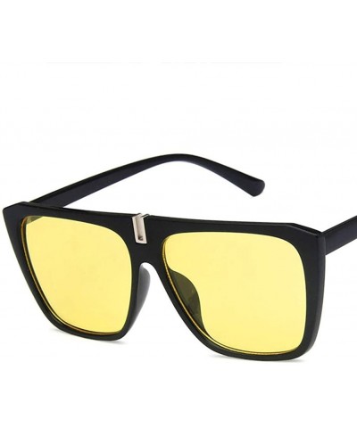 Square Unisex Sunglasses Fashion Bright Black Grey Drive Holiday Square Non-Polarized UV400 - Bright Black Yellow - CQ18RLWTS...