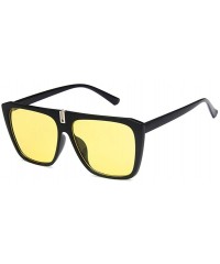 Square Unisex Sunglasses Fashion Bright Black Grey Drive Holiday Square Non-Polarized UV400 - Bright Black Yellow - CQ18RLWTS...