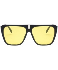 Square Unisex Sunglasses Fashion Bright Black Grey Drive Holiday Square Non-Polarized UV400 - Bright Black Yellow - CQ18RLWTS...
