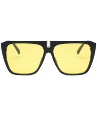 Square Unisex Sunglasses Fashion Bright Black Grey Drive Holiday Square Non-Polarized UV400 - Bright Black Yellow - CQ18RLWTS...