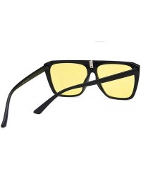 Square Unisex Sunglasses Fashion Bright Black Grey Drive Holiday Square Non-Polarized UV400 - Bright Black Yellow - CQ18RLWTS...