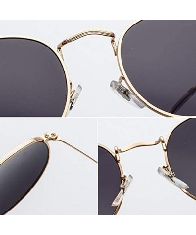 Round Sunglasses Mirror Classic Glasses Driving - Goldgold - C9198N53IWQ $12.17