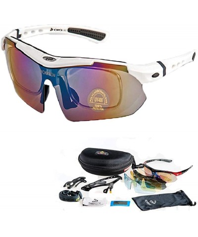 Goggle Cycling Sun Glasses Outdoor Sports Bike Sunglasses Goggles Eyewear 2 frame 5 Lens - White - CY18T5EKE5R $32.18