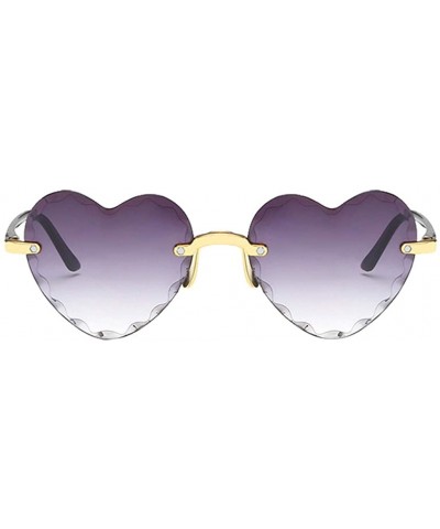 Shield Unisex Fashion Men Women Eyewear Casual Heart Shaped Frameless Sunglasses - E - CL190L6MY5R $17.02