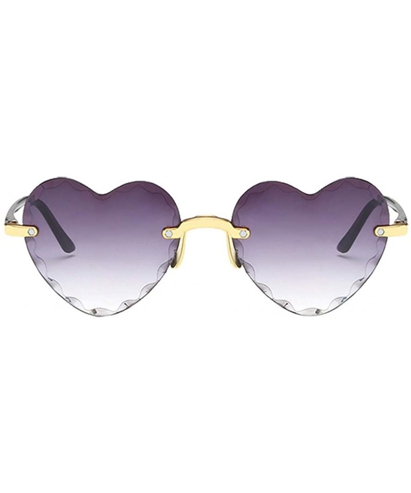 Shield Unisex Fashion Men Women Eyewear Casual Heart Shaped Frameless Sunglasses - E - CL190L6MY5R $11.04