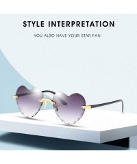 Shield Unisex Fashion Men Women Eyewear Casual Heart Shaped Frameless Sunglasses - E - CL190L6MY5R $11.04