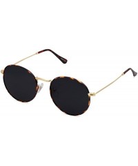 Semi-rimless Polarized Sunglasses Classic Small Round Metal Frame for Women Men SJ1014 - C14 Tortoise Frame/Grey Lens - C118A...