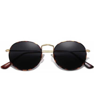 Semi-rimless Polarized Sunglasses Classic Small Round Metal Frame for Women Men SJ1014 - C14 Tortoise Frame/Grey Lens - C118A...