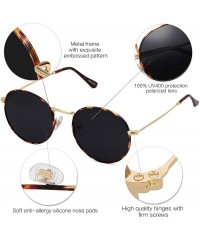 Semi-rimless Polarized Sunglasses Classic Small Round Metal Frame for Women Men SJ1014 - C14 Tortoise Frame/Grey Lens - C118A...