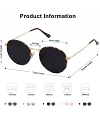 Semi-rimless Polarized Sunglasses Classic Small Round Metal Frame for Women Men SJ1014 - C14 Tortoise Frame/Grey Lens - C118A...