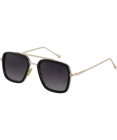 Aviator Retro Aviator Sunglasses Square Metal Frame for Men Women Spider Man Sunglasses - Gold - CJ18WE04D5Y $19.86