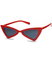 Goggle 90s Small Cat Eye Sunglasses Triangle Butterfly Glasses Frame For Women - Red Frame - Black - CD18HY4E0OO $11.84