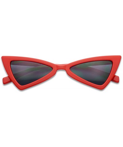 Goggle 90s Small Cat Eye Sunglasses Triangle Butterfly Glasses Frame For Women - Red Frame - Black - CD18HY4E0OO $11.84