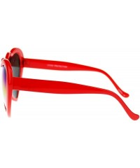 Round Womens Mirrored Rusta Mirror Lens Plastic Frame Heart Shape Sunglasses - Red - CV11O208SM3 $10.08