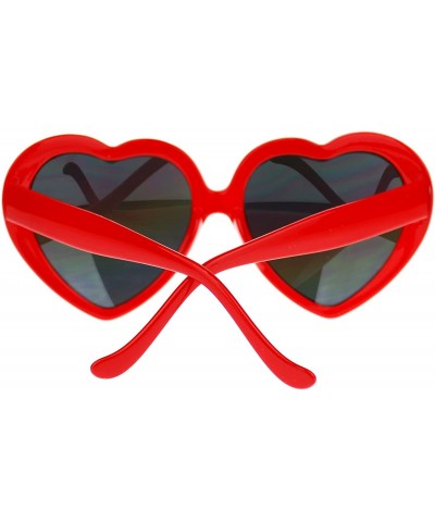 Round Womens Mirrored Rusta Mirror Lens Plastic Frame Heart Shape Sunglasses - Red - CV11O208SM3 $10.08