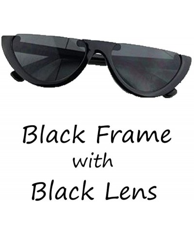 Rimless Classic Semi-rimless Hip Hop Sunglasses for Women Half Frame - Black - CN1965SG2M7 $10.79